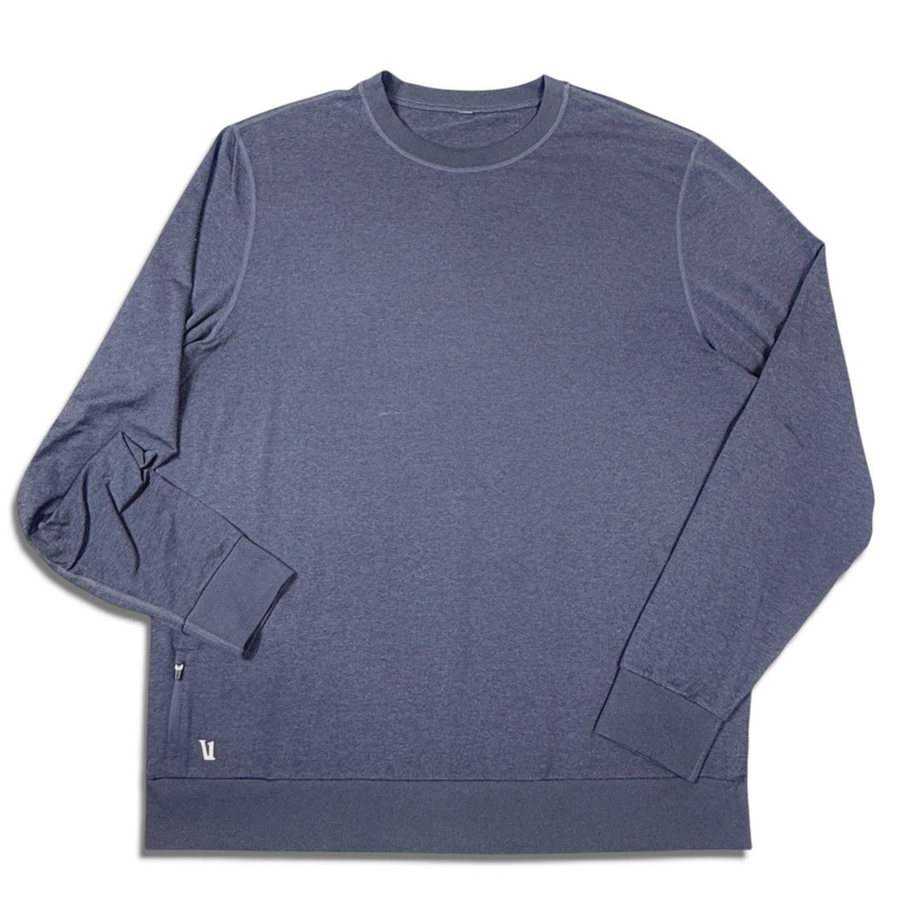 Vuori Ponto Performance Crew Shirt Mens XXL Azure Heather Blue Athleisure V224